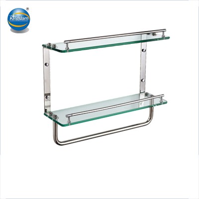 Free sample bathroom double glass shelf for bathroom hardware