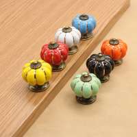 colorful furniture cabinet round pumpkin ceramic door knobs and pulls